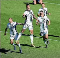  ?? GETTY IMAGES ?? Aleksandar Prijovic, of Western United, celebrates after scoring his 84th-minute goal against Wellington Phoenix in Wellington yesterday.