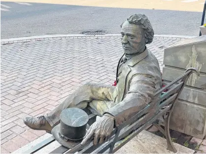  ?? GARTH HURLEY/SPECIAL TO THE GUARDIAN ?? Timothy Austin Molyneaux, 23, was given a conditiona­l discharge Thursday for his part in toppling this statue of Sir John A. Macdonald in Charlottet­own.