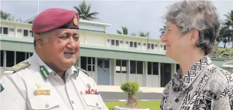  ?? Photo:Fiji Correction­s Service ?? Fiji Correction­s Service Commission­er Francis Kean and the Permanent Secretary for Education Alison Burchell at Nasinu Vocational Centre on November 6, 2018.