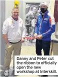  ??  ?? Danny and Peter cut the ribbon to officially open the new workshop at Interskill.