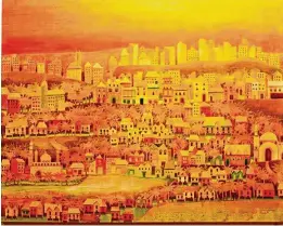  ??  ?? Hashimah Abu Hazim’s House Monument Series Landscape - Homeland #1 (acrylic on canvas, 2017).
