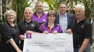  ??  ?? The Ballycogle­y Players present a cheque for €2,500: Brenda Sheehy-Murphy, Paddy McGuire, Peadar Dempsey, Mary Barrett, Cllr Ger Carthy and Terrence O’Byrne.