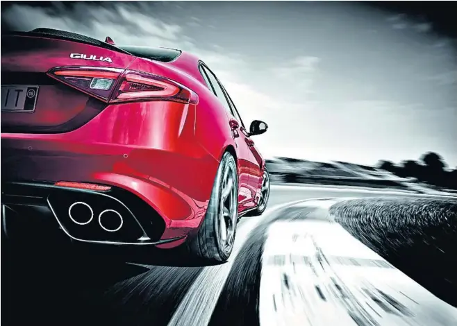  ??  ?? Turn for the better Alfa Romeo will be hoping its all-new Giulia drives a welcome boost to sales next month