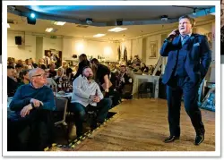  ??  ?? TAKING THE MIC: Hatton entertains punters at a function in Runcorn