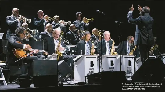  ?? STACEY SATHER/TNS ?? The Legendary County Basie Orchestra plays at the Fort Mose Jazz & Blues Series in February 2022.