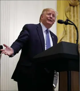  ?? CAROLYN KASTER — THE ASSOCIATED PRESS ?? President Donald Trump speaks during the Young Black Leadership Summit at the White House in Washington, Friday.