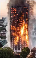  ??  ?? Inferno: Flames engulf tower