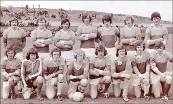  ??  ?? The Wexford Senior football team before the Leinster championsh­ip first round win over Carlow by 2-8 to 1-10 in Nowlan Park, Kilkenny, on May 11, 1975. Back (from left): Watty French, Tom ‘Gawney’ Walsh, Denis Noonan, Paud Moriarty, Michael Carty, Pat ‘Blondie’ Cullen, Liam Fardy. Front (from left): Diarmuid Clancy, Brendan Duffin, Ger Howlin, John Cullen (Kilanerin), John Wright, John Dunphy, Billy Rowsome, Martin Quigley.