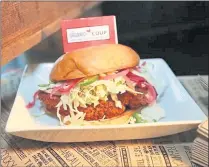  ??  ?? Organic crunchy chicken breast sandwiches will be served at the Organic Coup kiosk at 49ers games.