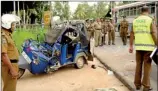  ??  ?? All that remained of the three wheeler that was involved in the Pothuhera accident that killed five