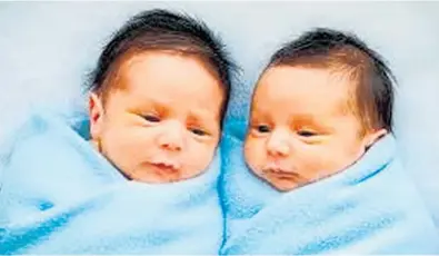  ?? ?? Twins are more likely to be born early, often before 38 weeks.