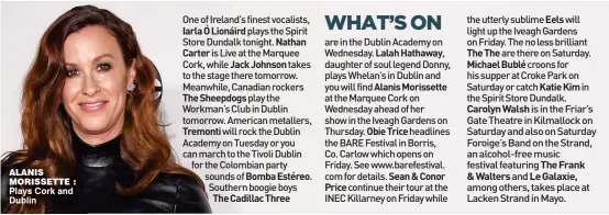  ?? alanis morissette : Plays Cork and Dublin ??