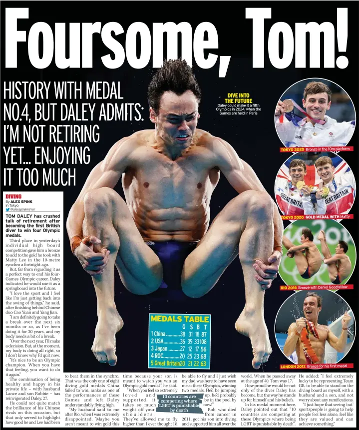  ??  ?? DIVE INTO
THE FUTURE Daley could make it a fifth Olympics in 2024, when the
Games are held in Paris