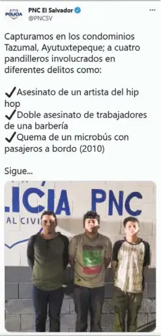  ??  ?? Tuit. La cuenta de la PNC en Twitter publicó la noche del miércoles pasado la captura de los supuestos implicados.