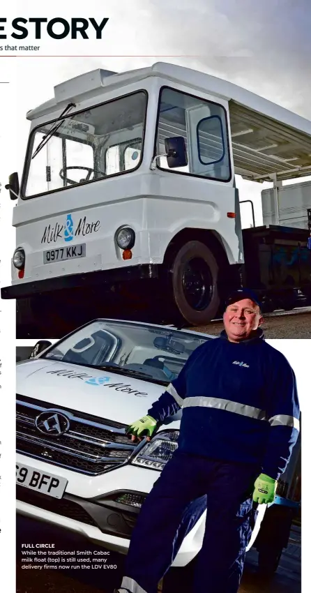  ??  ?? FULL CIRCLE
While the traditiona­l Smith Cabac milk float (top) is still used, many delivery firms now run the LDV EV80