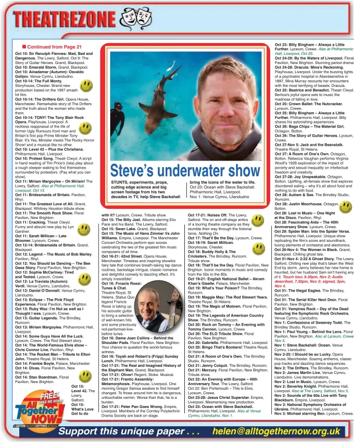  ?? ?? Continued from Page 21
STUNTS, experiment­s, props, cutting edge science and big screen footage from his two decades in TV, help Steve Backshall bring the icons of the water to life.