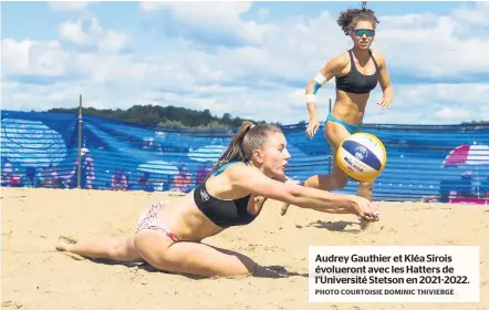  ?? PHOTO COURTOISIE DOMINIC THIVIERGE ?? Audrey Gauthier et Kléa Sirois évolueront avec les Hatters de l’Université Stetson en 2021-2022.