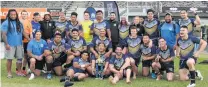  ?? PHOTO: DAVE LOUDON. ?? Pride of the South . . . The Otago Whalers enjoy the moment yesterday after winning the Southern Zone Championsh­ip in Timaru.
