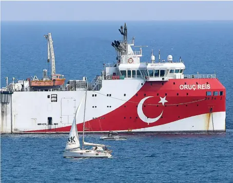  ?? AP ?? The redeployme­nt of the survey vessel Oruc Reis has added fuel to a bitter row between Turkey and Greece over exploratio­n rights in the eastern Mediterran­ean.