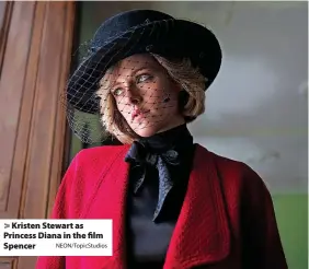  ?? NEON/TopicStudi­os ?? Kristen Stewart as Princess Diana in the film Spencer