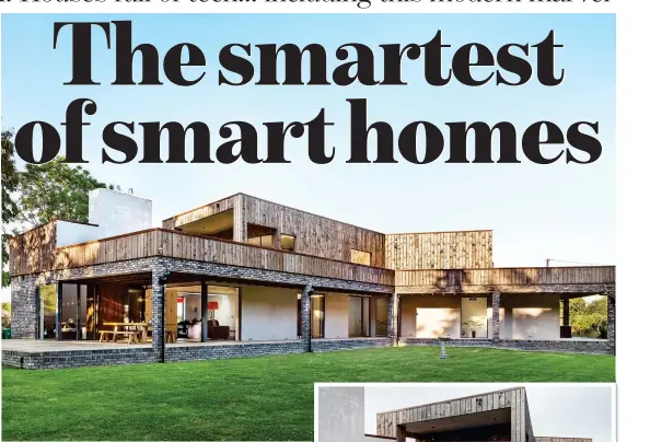  ??  ?? A CANNY BUY: The striking modern lines of Home House and, right, its spacious first-floor terrace area leading into a comfortabl­e sitting room