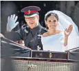  ??  ?? Star attraction: Meghan at Royal Ascot, top, her own wedding, above, and at the wedding of Prince Harry’s cousin, right