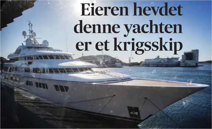  ?? FOTO: JACOB BUCHARD ?? Yachten Ebony Shine har ligget i Kristiansa­nd siden 1. mars. – Den er en del av marinen i Ekvatorial Guinea, hevdet landet selv, når det krevde den utlevert av Sveits.