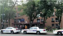  ?? BRUCE EDWARDS/ EDMONTON JOURNAL ?? Police investigat­e at Norwood Golden Manor seniors residence Friday after a suspicious death was discovered Wednesday.