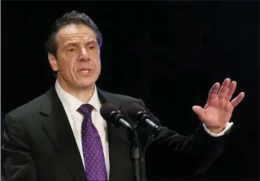  ?? HANS PENNINK — THE ASSOCIATED PRESS FILE ?? In this file photo, New York Gov. Andrew Cuomo delivers his state of the state address at the Empire State Plaza Convention Center in Albany, N.Y.