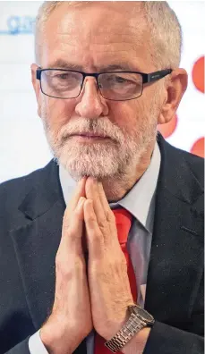  ??  ?? Accused: Jeremy Corbyn in Peterborou­gh yesterday