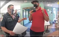  ??  ?? Footage from Danbury police body cameras show police responding to YouTuber SeanPaul Reyes’ attempts to record video inside Danbury Library on June 9.