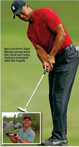  ??  ?? Back on form: Tiger Woods turned back the clock but Casey (below) emerged with the trophy