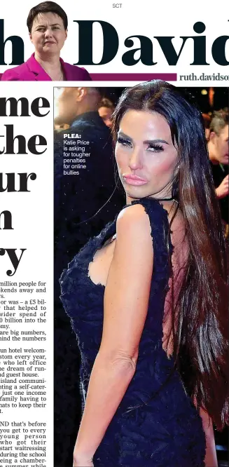  ??  ?? PLEA: Katie Price is asking for tougher penalties for online bullies