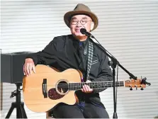 ?? Courtesy of PRM ?? Singer Lee Jang-hee performs in his concert at Ulleung Heaven Art Center in Ulleng Island, North Gyeongsang Province, on May 15. He holds concerts with two former members of his old band “the Light of the Orient.”