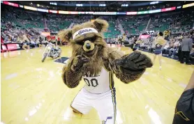  ?? THE ASSOCIATED PRESS/ FILES ?? Jazz Bear of the Utah Jazz is among 10 pro and seven collegiate mascots that have been inducted into the Mascot Hall of Fame to be built in Whiting, Ind.
