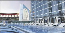  ??  ?? The Omni Hotel (pictured in renderings) is currently under constructi­on at The Battery Atlanta, just outside the Braves’ new SunTrust Park in Cobb County. The hotel is set to open in early 2018.
