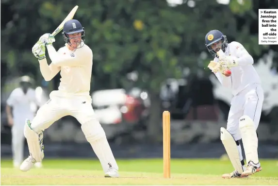  ?? Stu Forster/ Getty Images ?? Keaton Jennings fires the ball intothe off-side