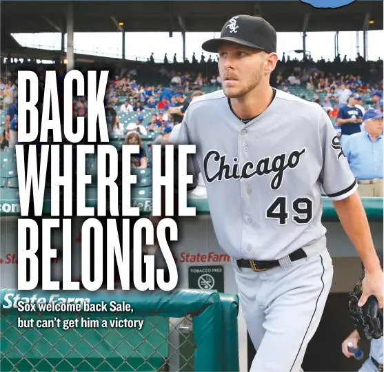  ?? | CHARLES REX ARBOGAST/AP ?? Ace left-hander Chris Sale allowed two runs, six hits and three walks while striking out four. Sale returned after a five-game team-imposed suspension.