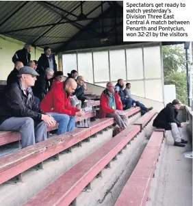  ??  ?? Spectators get ready to watch yesterday’s Division Three East Central A match between Penarth and Pontyclun, won 32-21 by the visitors