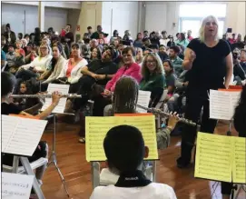  ?? Nikolas Samuels/The Signal (See additional photos at signalscv.com) ?? Roxanne Jeppesen directs the Sulphur Springs School District Honor Band during the “Youth Arts Showcase” at the Santa Clarita Sports Complex on March 2017.