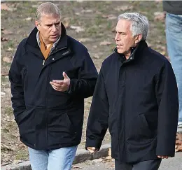  ?? ?? Old pals... Prince Andrew and Jeffrey Epstein together in New York