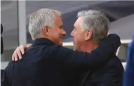  ?? FOTO: ADAM DAVY/REUTERS/NTB ?? José Mourinho og Carlo Ancelotti ble for 10 år siden enige om å ikke krangle mer, og forholdet mellom dem var fortsatt godt da de møttes i Premier League i juli.