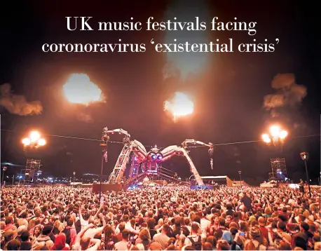  ??  ?? Annual events like the Glastonbur­y music festival in danger due to the Covid pandemic.
