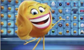  ?? SONY PICTURES ANIMATION ?? Not sure you should trust the smiling face of Smiler, voiced by Maya Rudolph, “The Emoji Movie.”