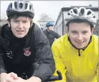  ??  ?? ■ Christian Lyne Roberts and Fionn Collier who participat­ed in the St Brendan's College Naughty and Nice Cycle Challenge in Killarney on Wednesday.