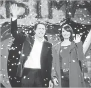  ??  ?? Hugh Grant as the Prime Minister and Martine McCutcheon as Natalie, in the beloved rom-com “Love Actually.”