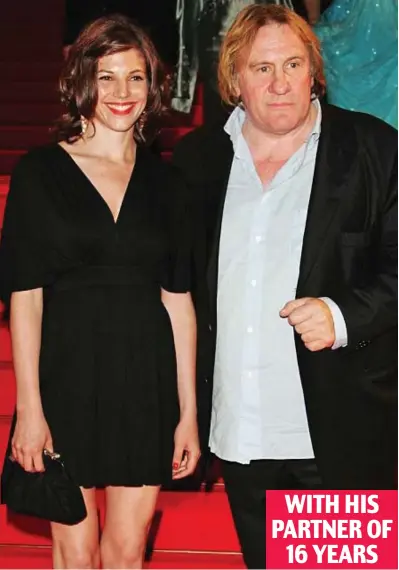  ??  ?? WITH HIS PARTNER OF 16 YEARS
Girlfriend: Gerard Depardieu has been in a relationsh­ip with Clementine Igou since 2005