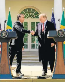  ?? KEVIN LAMARQUE/REUTERS-19/3/2019 ?? Encontro. Bolsonaro e Trump na Casa Branca em março