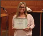  ?? Submitted photo ?? Kari Carelock, a sixth-grade reading and English teacher at Washington Middle School, was recognized as El Dorado School District’s Teacher of the Month for March.