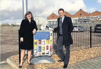  ??  ?? Pictured at the Loughborou­gh railway station car park are Nicky Morgan MP and Lawrence Bowman, of East Midlands Trains.